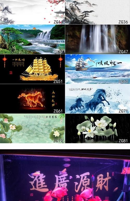 龍魚缸背景適合什么畫