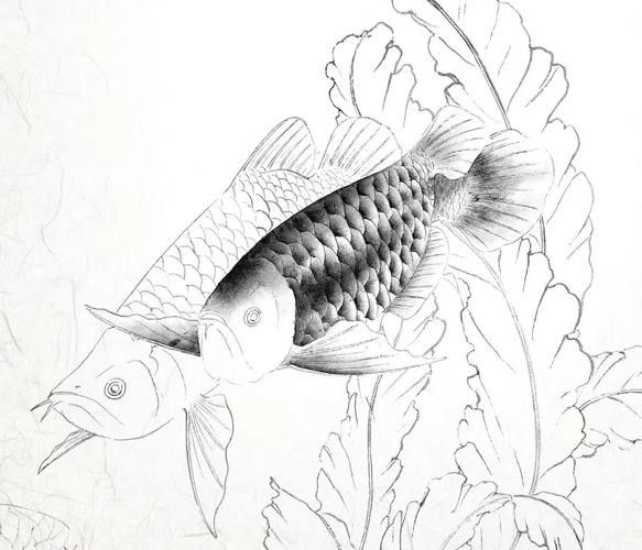 金龍魚素描圖片大全大圖簡單
