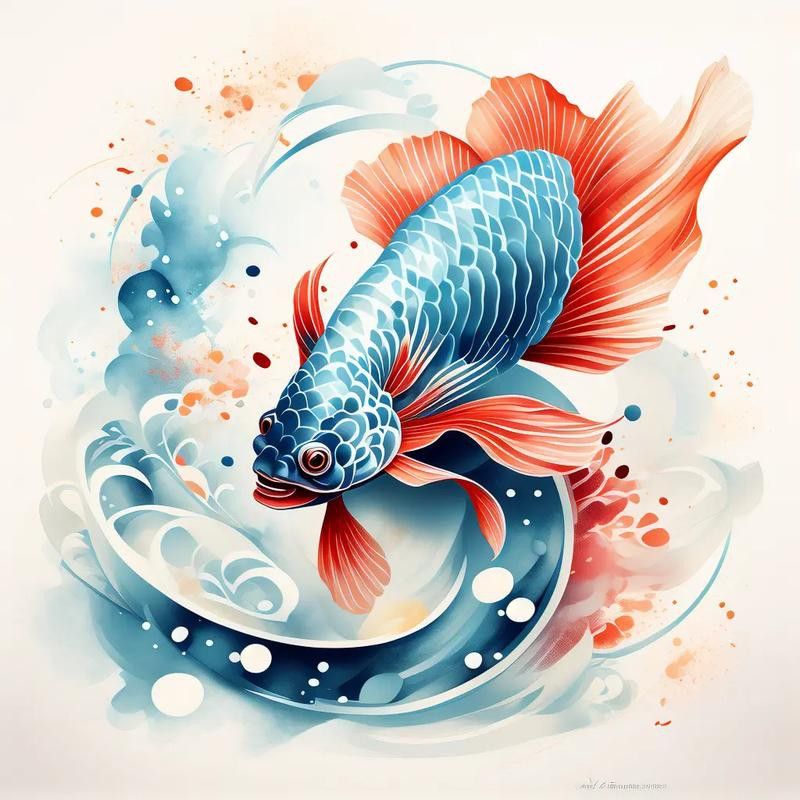 銀龍魚國畫