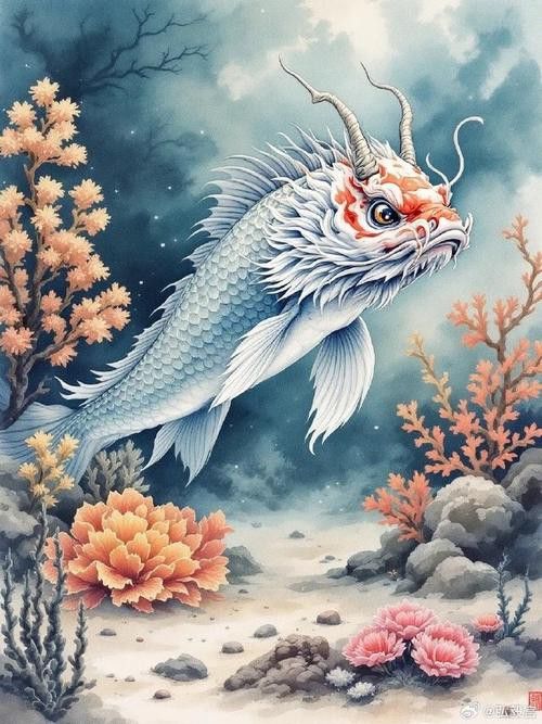 銀龍魚國畫