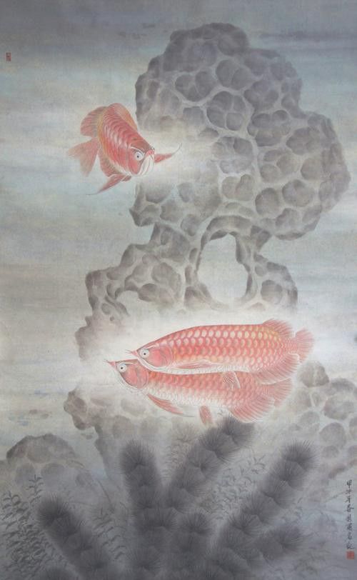 銀龍魚國畫