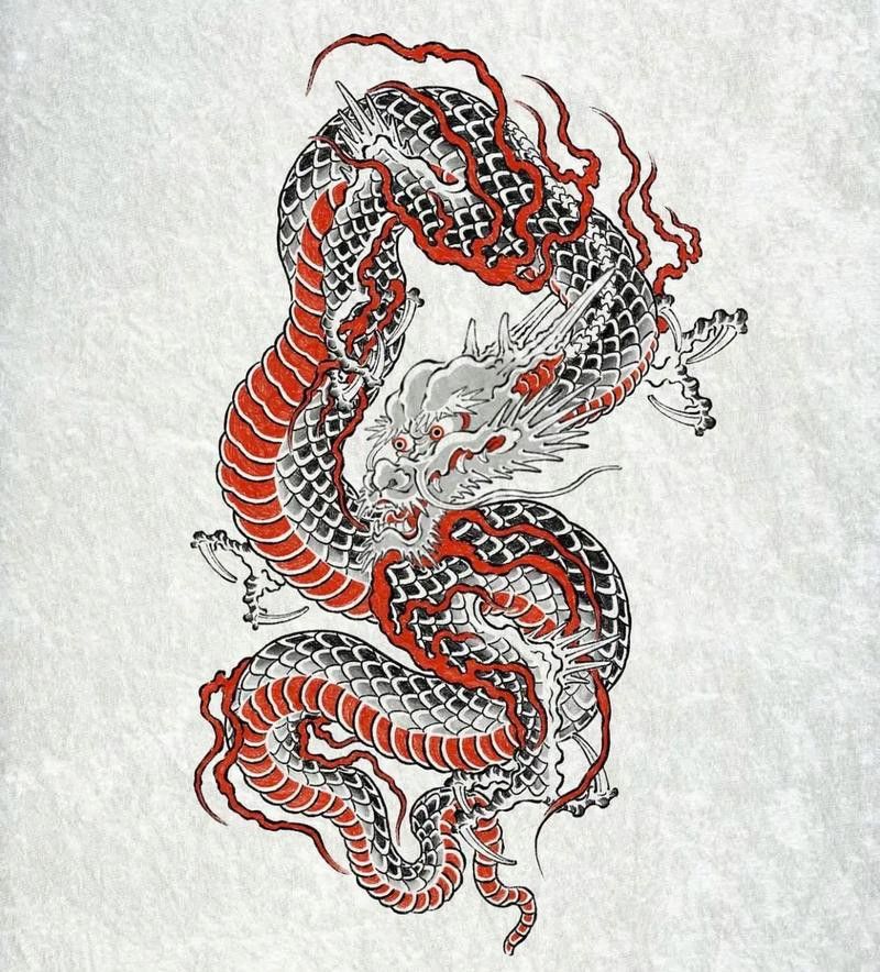 推薦一些紅龍紋身設計圖庫