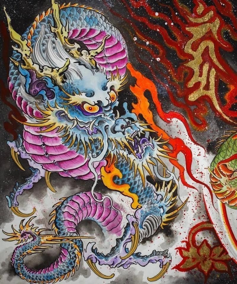 推薦一些紅龍紋身設計圖庫