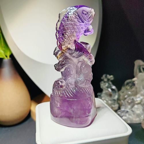 紫色水晶龍魚擺件價格如何？