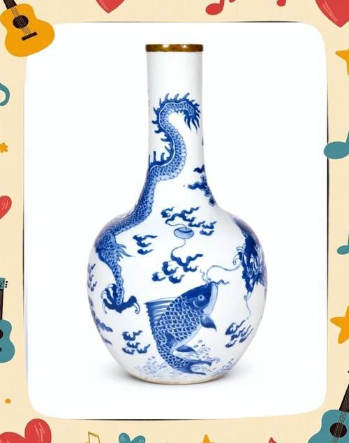 金龍魚圖案花瓶