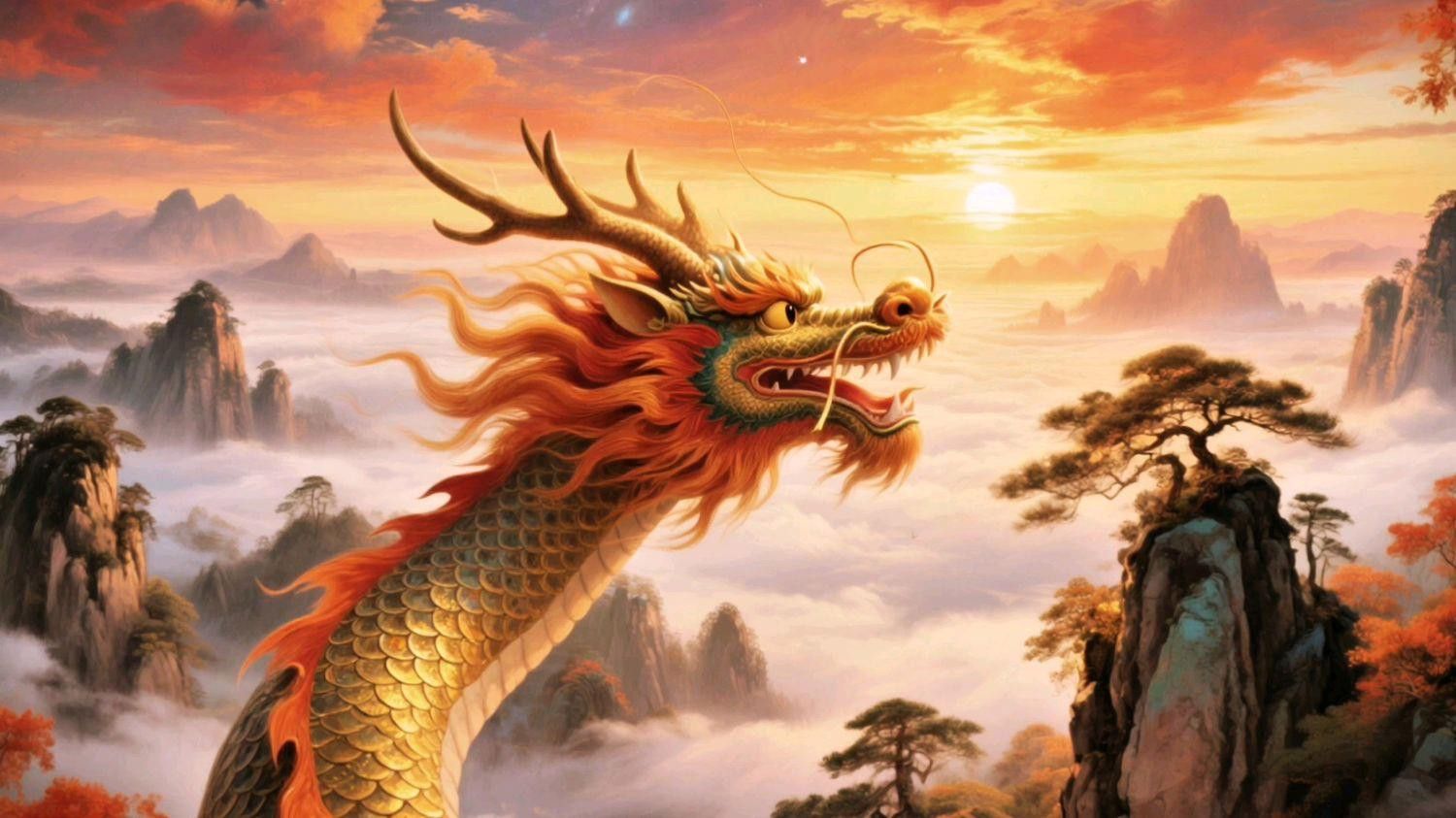 給我一些風水龍的繪畫作品欣賞