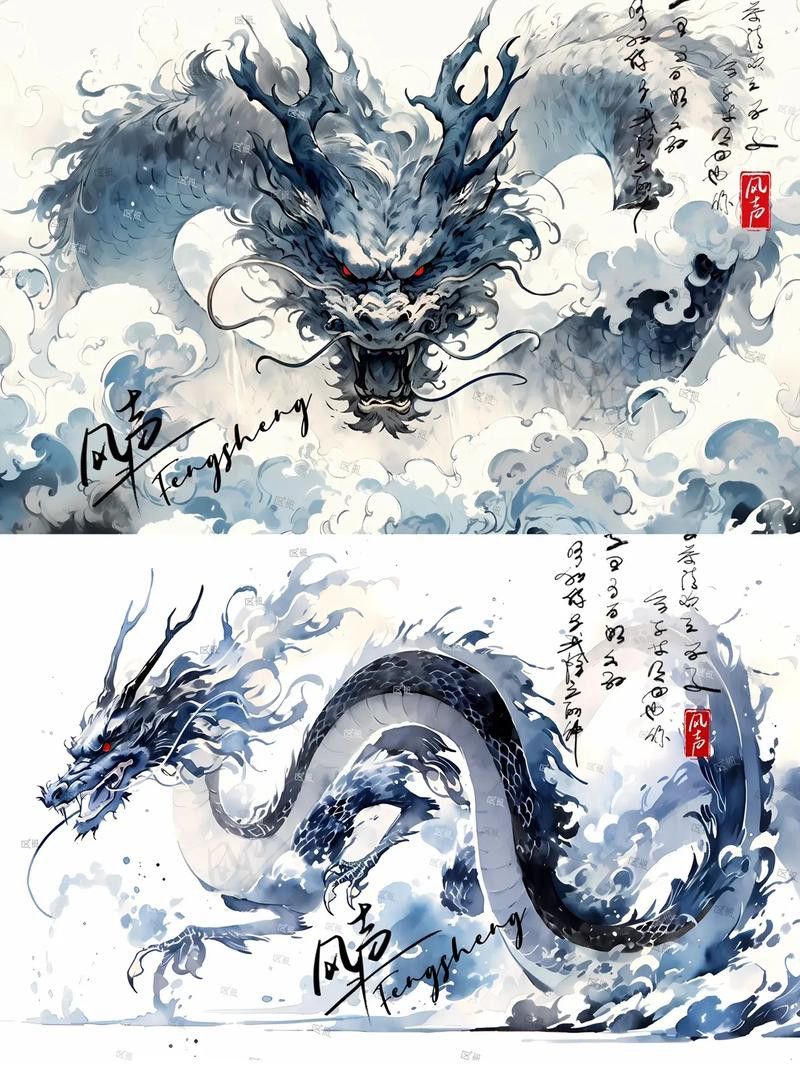 給我一些風水龍的繪畫作品欣賞