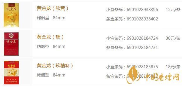 藍底金龍香煙價格表圖
