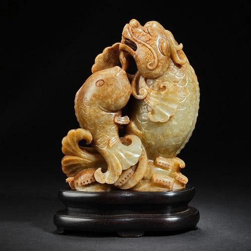 玉雕龍魚圖片擺件大全