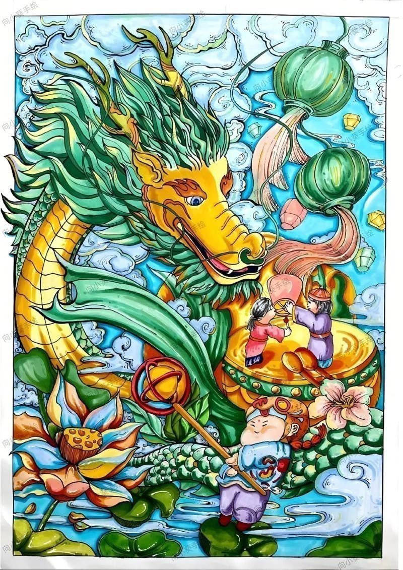 給我推薦一些生龍主題的繪畫作品