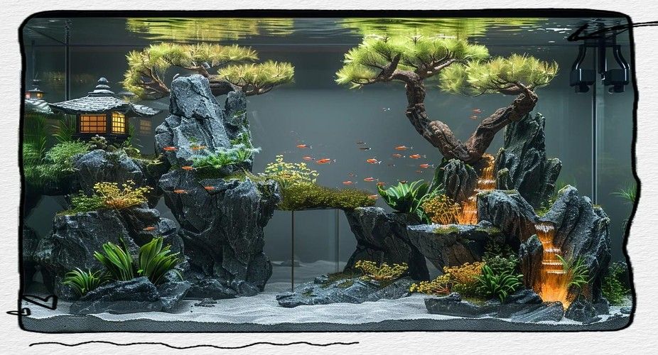 龍魚魚缸布景照片高清