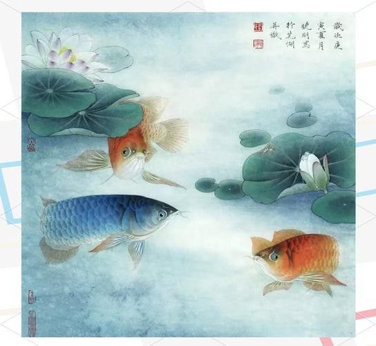 工筆畫金龍魚圖片大全欣賞