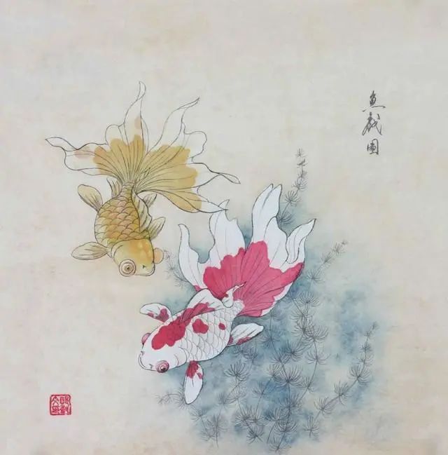 工筆畫金龍魚圖片大全欣賞