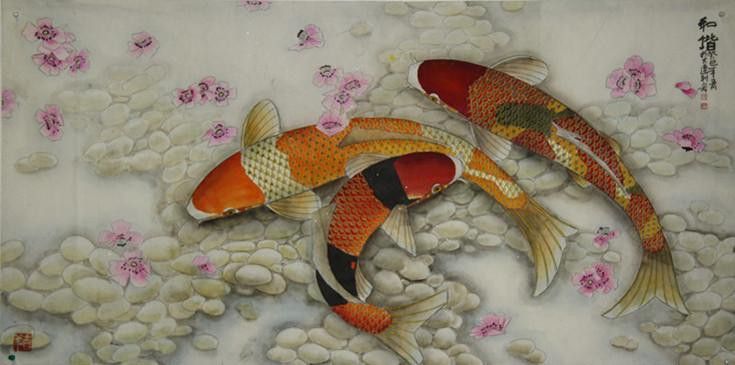 金龍魚國畫作品圖片