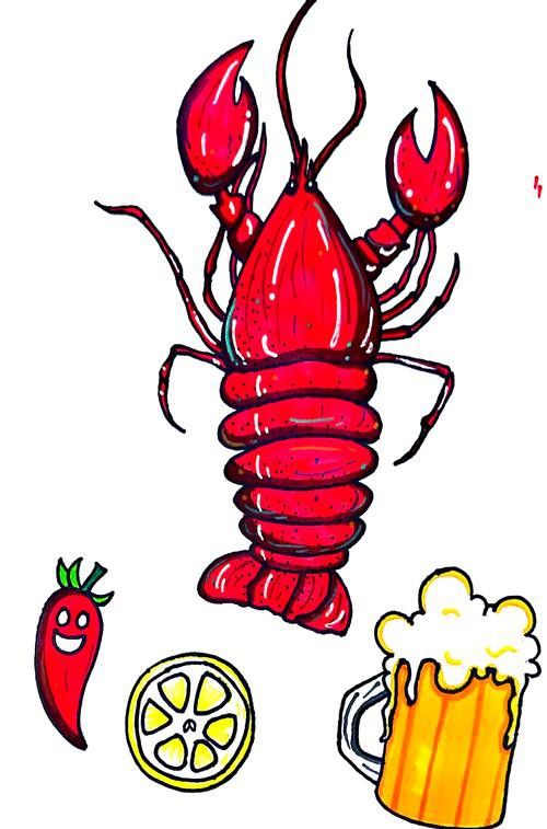 有沒有創意手繪龍蝦圖片？