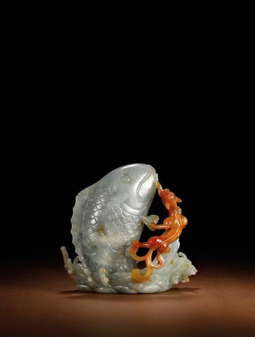 翡翠龍魚擺件