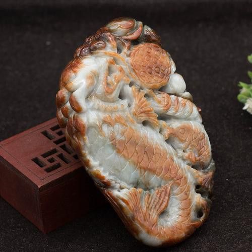 翡翠龍魚擺件