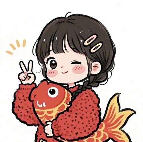 錦鯉女孩卡通圖片