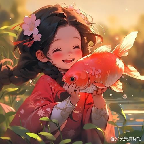 錦鯉女孩卡通圖片