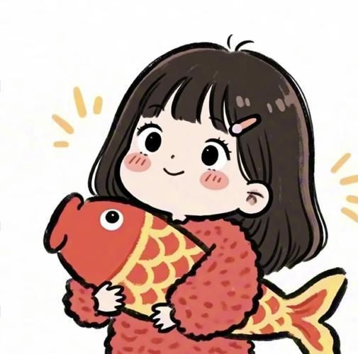 錦鯉女孩卡通圖片
