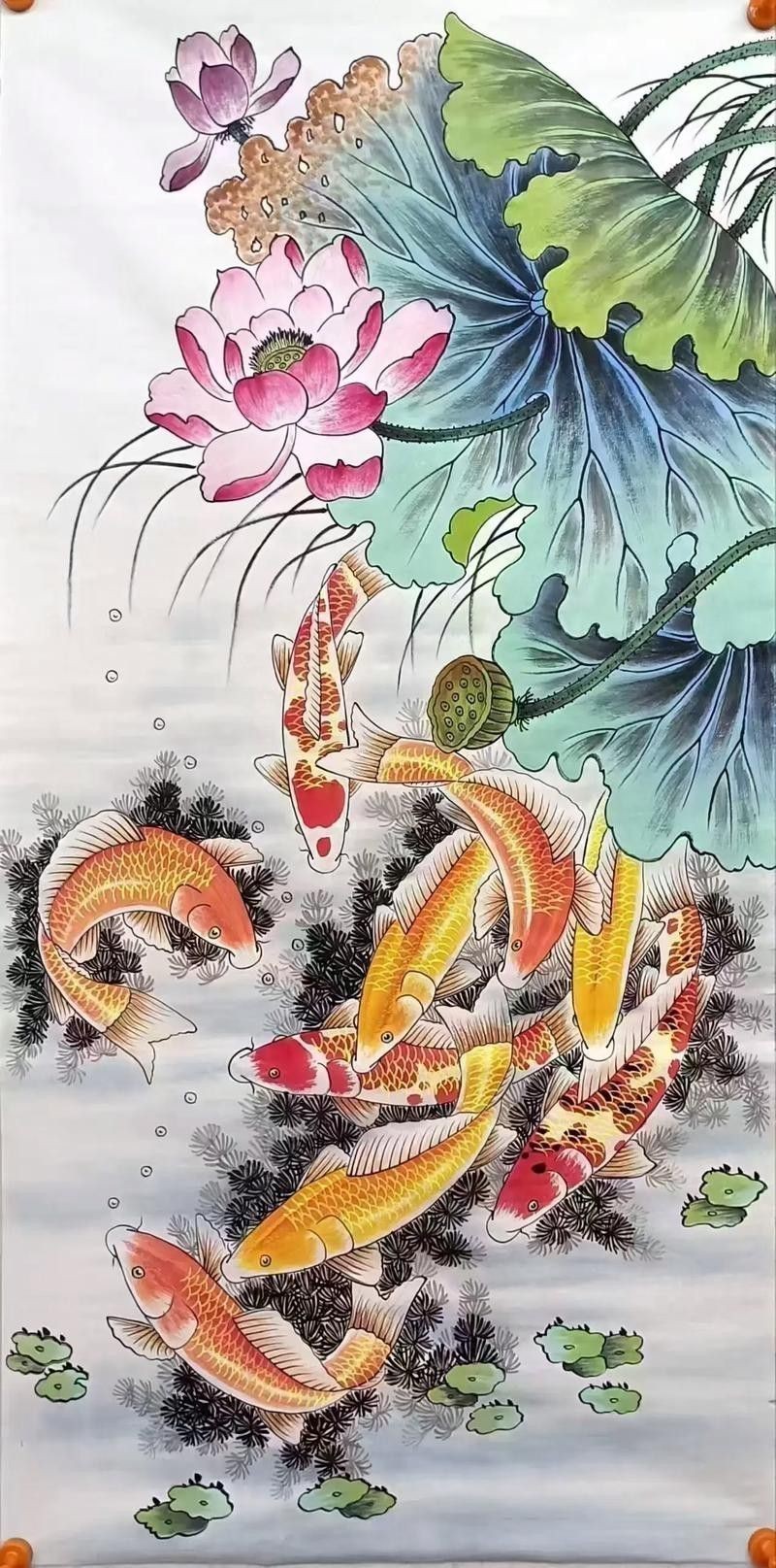 九龍魚國畫