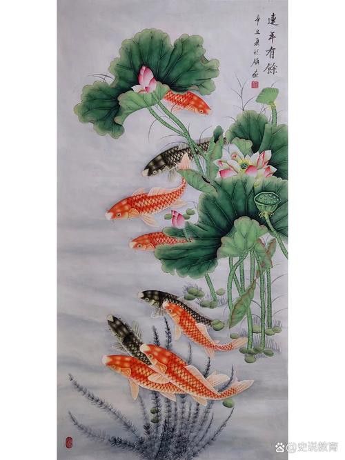 九龍魚國畫