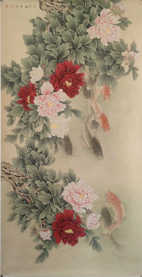 九龍魚國畫