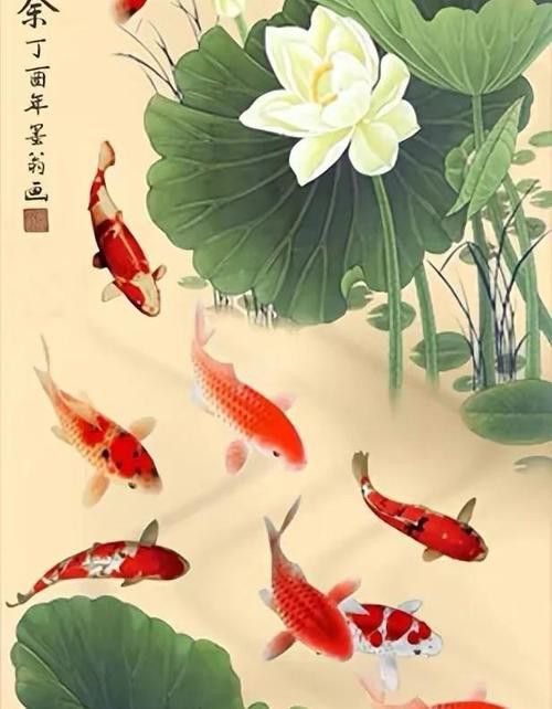 九龍魚國畫