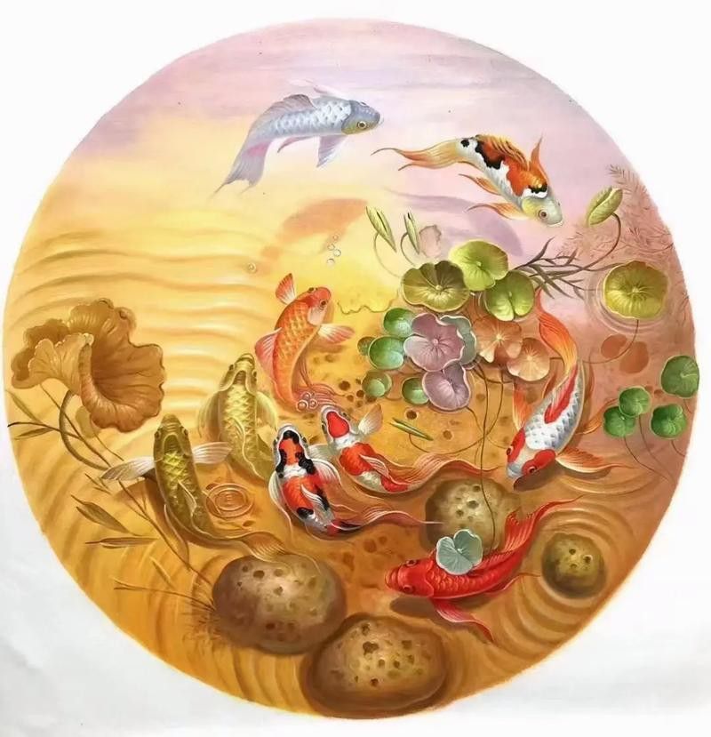 九龍魚國畫