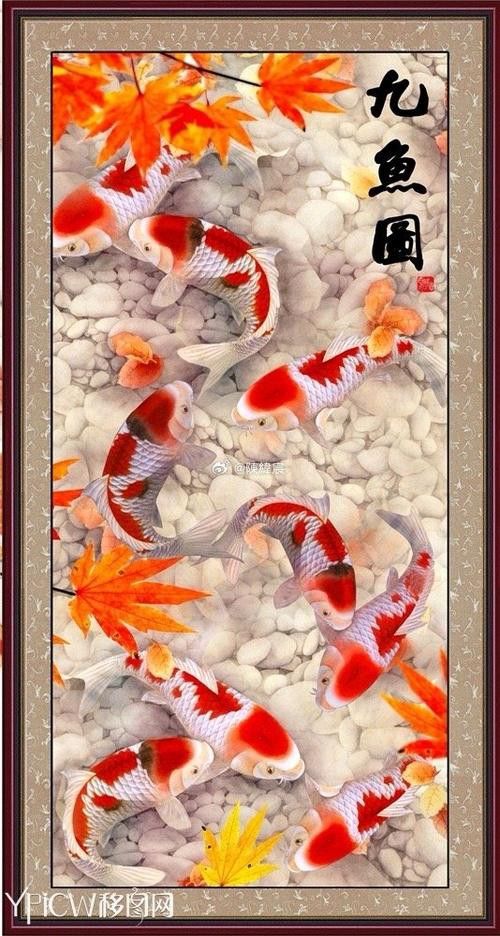 九龍魚國畫