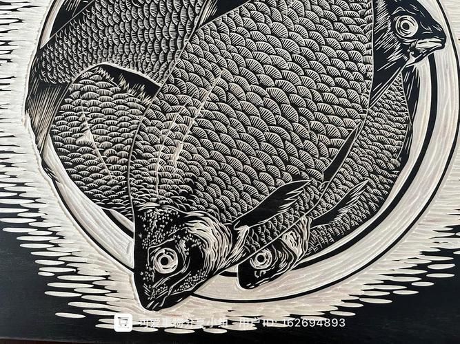 木刻版畫魚