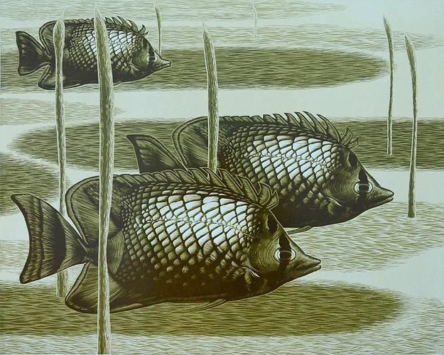 木刻版畫魚
