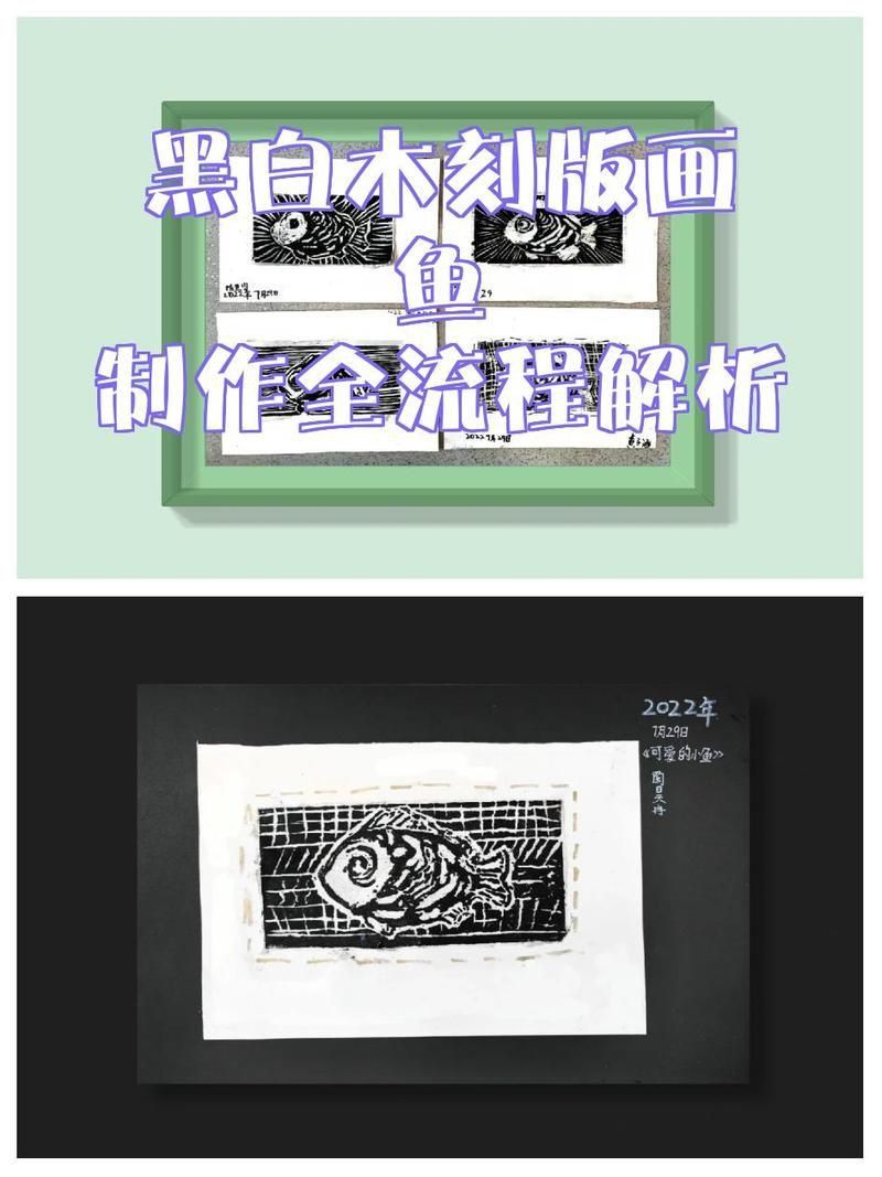 木刻版畫魚