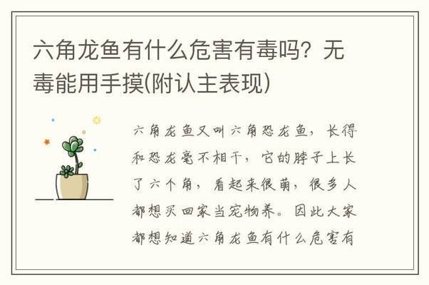 六角龍魚的毒性有多強大（六角龍魚咬傷后的正確處理方法）