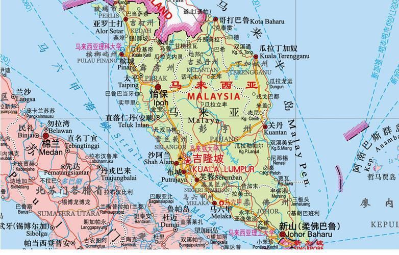 馬來西亞地理位置詳細圖