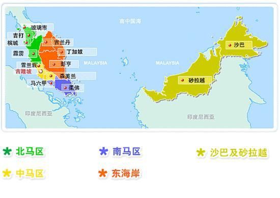 馬來西亞地理位置詳細圖