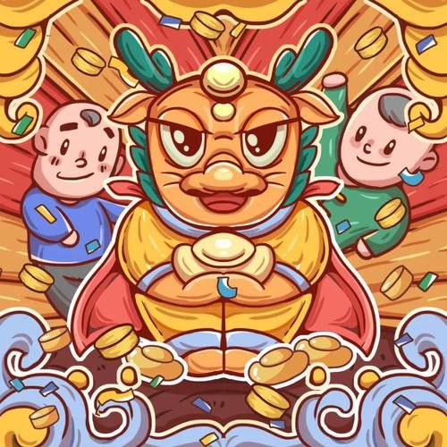 再給我?guī)讖埐煌L格的招財龍設計圖