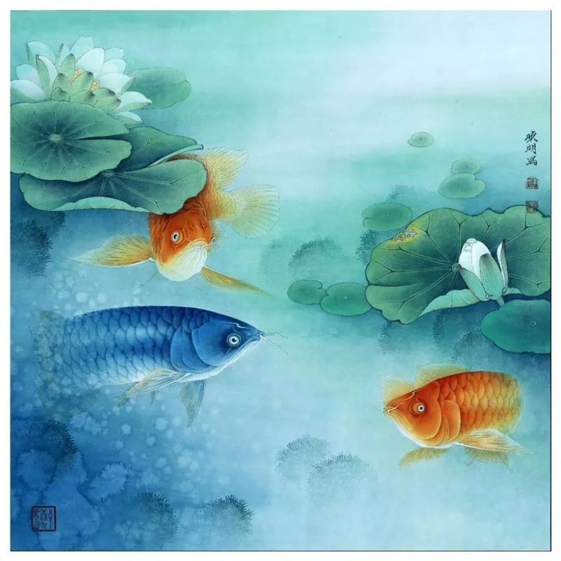 工筆金龍魚畫圖片大全