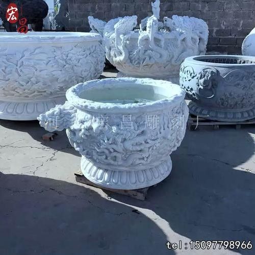 漢白玉龍頭魚缸型號：漢白玉龍頭魚缸