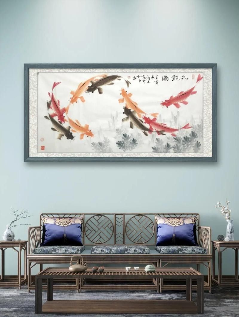 給我推薦一些著名的九龍魚國畫作品：中國畫龍魚大寫意創新技法奠基人薛九州百米長卷被北京人民大會堂典藏
