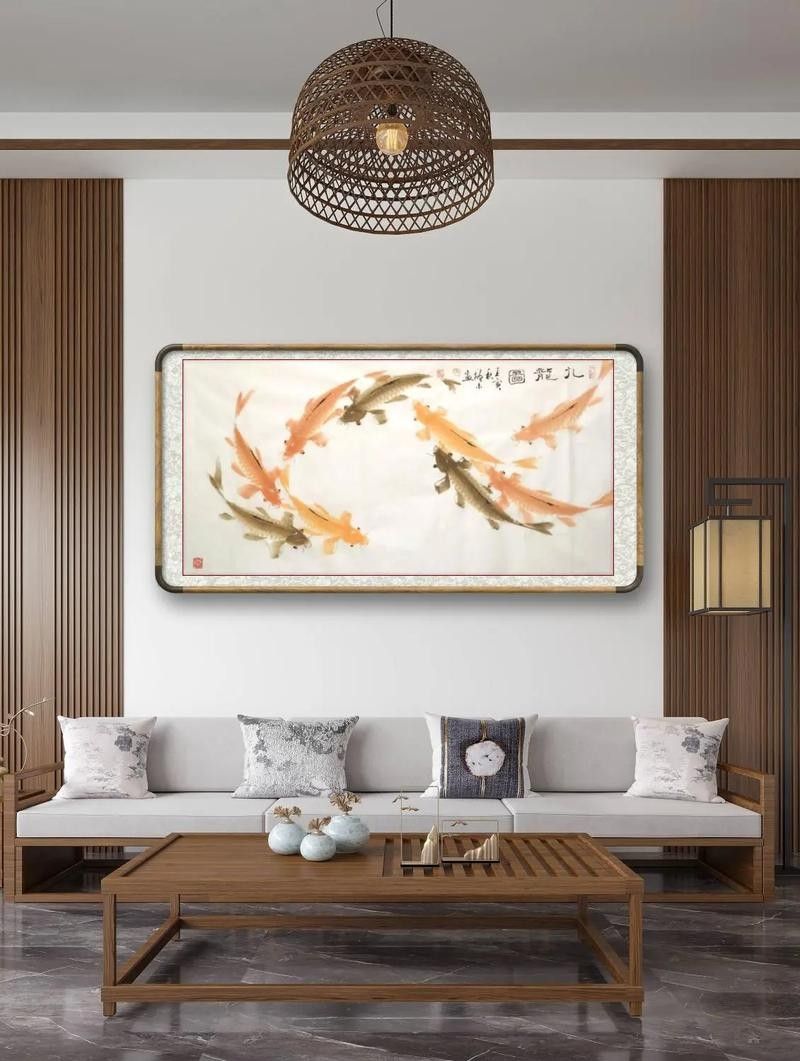 給我推薦一些著名的九龍魚國畫作品：中國畫龍魚大寫意創新技法奠基人薛九州百米長卷被北京人民大會堂典藏
