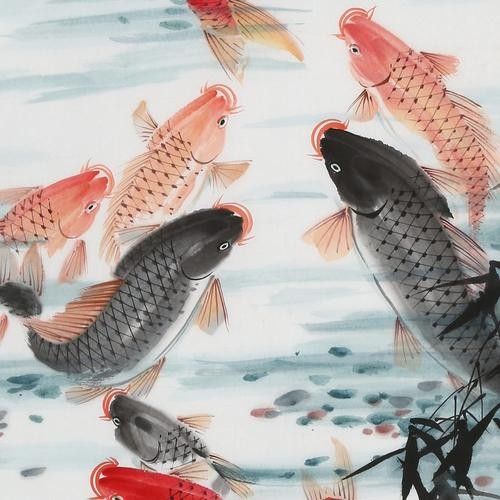 給我推薦一些著名的九龍魚國畫作品：中國畫龍魚大寫意創新技法奠基人薛九州百米長卷被北京人民大會堂典藏