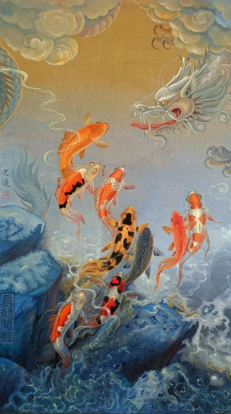 龍魚繪畫圖片欣賞（魚繪畫圖片欣賞：龍魚）