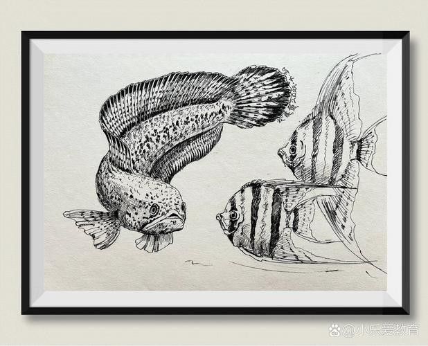 給我一張雷龍魚的素描畫（手繪線描龍魚）