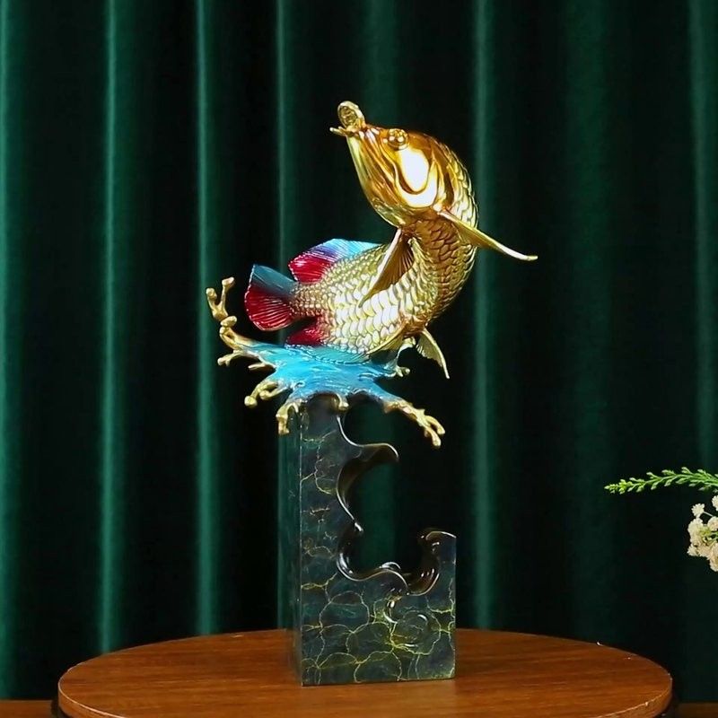 龍魚躍龍門，金龍魚擺件，金龍魚躍龍門的寓意