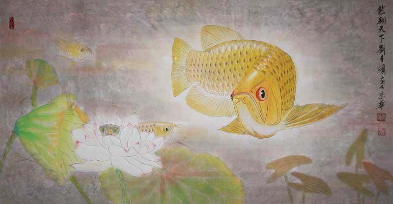 能推薦一些著名的工筆畫金龍魚畫家嗎？（中國工筆畫金龍魚作品作品欣賞）