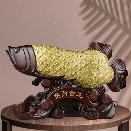 有哪些材質的龍魚擺件比較好（新中式家居玄關龍魚臺擺件）