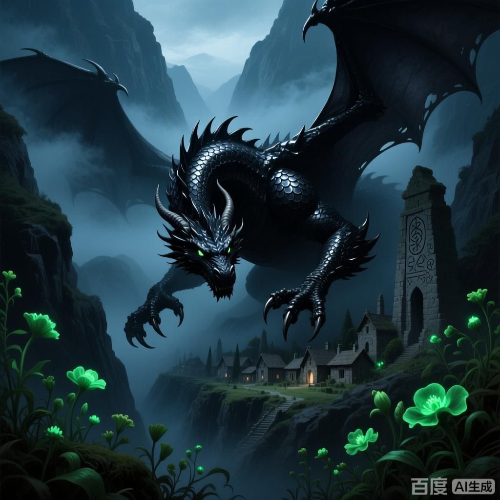 黑色龍在文化中還有哪些象征意義，四幅插畫圍繞文化中黑龍的象征意義展開