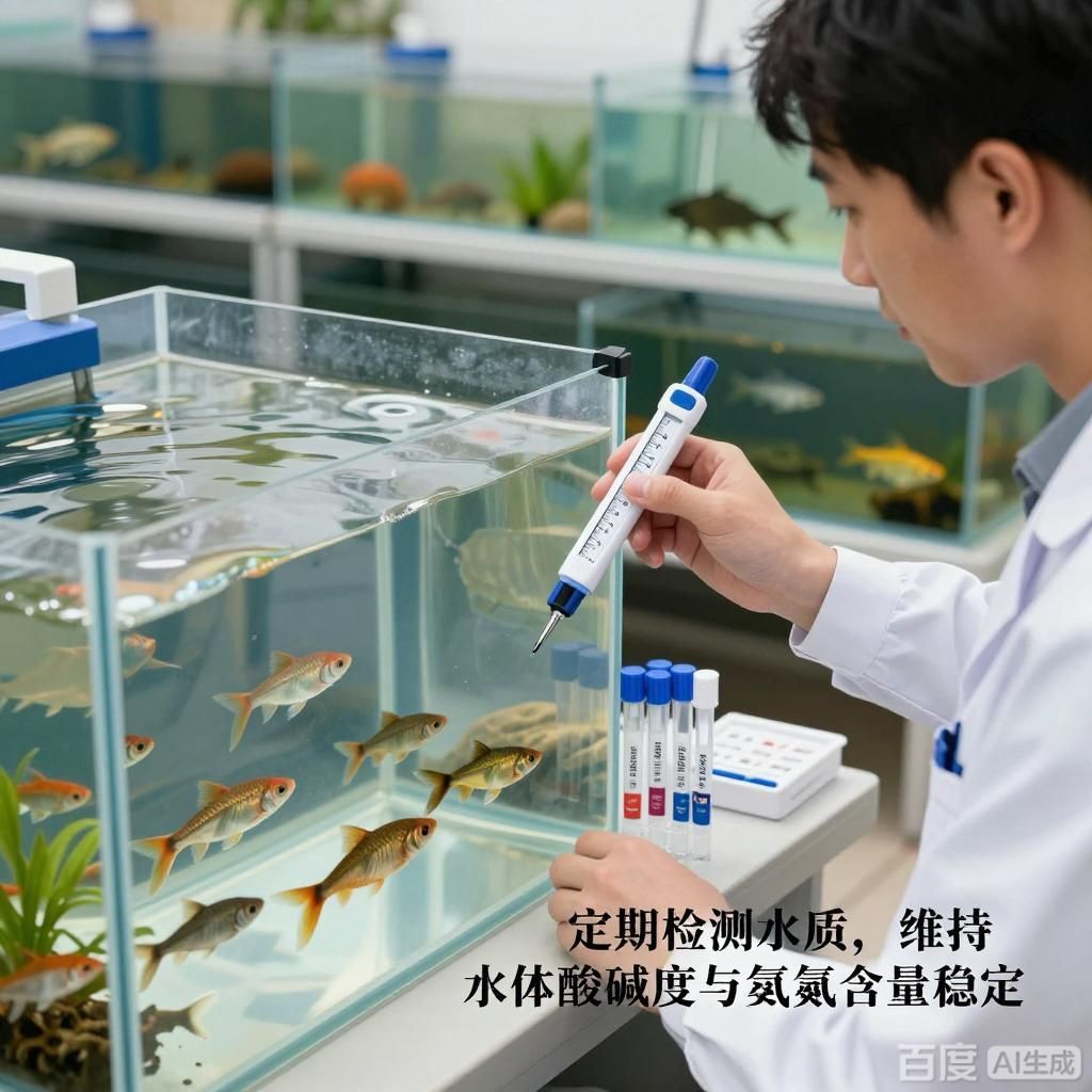 能否提供更多預防魚類體表潰爛的措施，四張插畫圍繞魚類體表潰爛預防展開