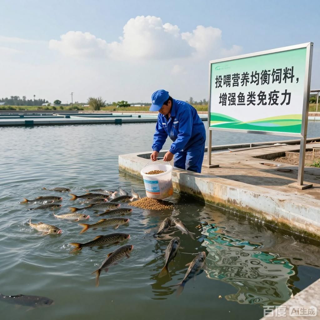 能否提供更多預防魚類體表潰爛的措施，四張插畫圍繞魚類體表潰爛預防展開